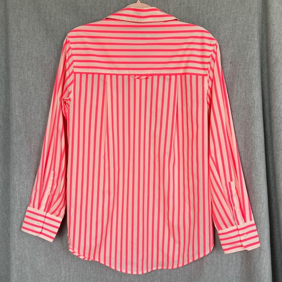 NWT a new day Women Neon Stripe Cotton Blend Button Down Shirt Sz M Work - Picture 5 of 11